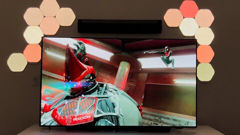 Spider-Man Miles Morales on an LG C1! #gaming #spiderman #nanoleaf #ps5 #gamingsetup