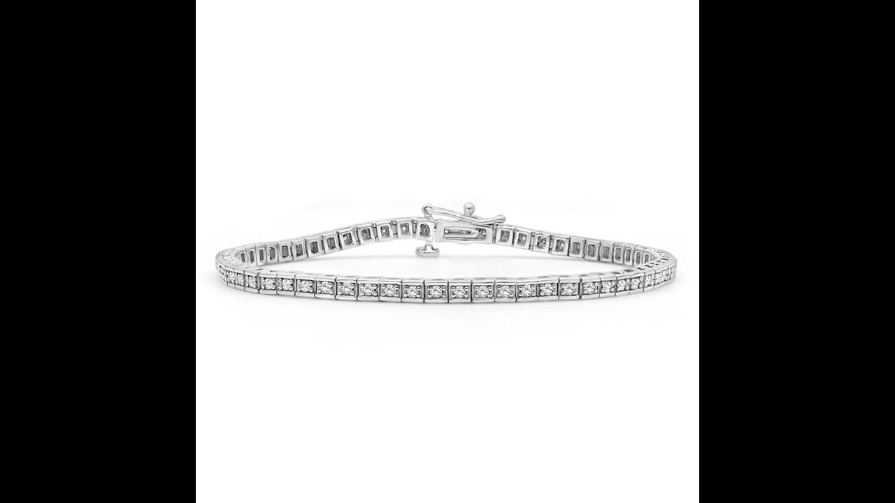 14 Carat Diamond Sterling Silver Miracle Plate Cross link Diamond Bracelet (Diamond Quality IJ...