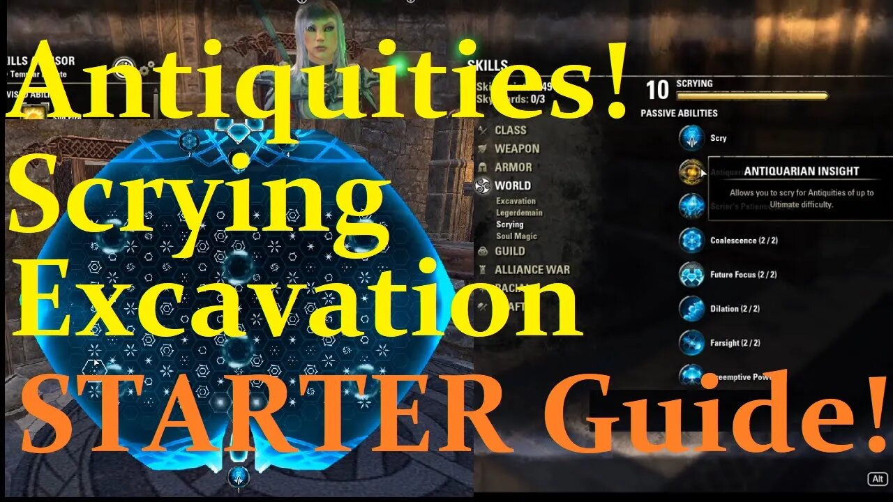 ESO Greymoor - Antiquities Scrying Excavation Skill Lines Guide! (Starting Mission & Basics)