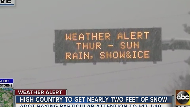 ADOT, DPS warning drivers as high country is expected to see nearly two feet of snow