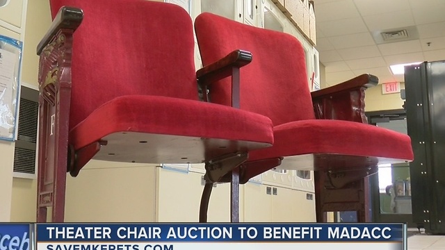 Historic 1927 Riverside Theatre chairs up for auction, proceeds to benefit homeless animals