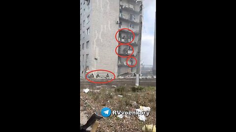 Once again Ukronazis Use Residential Buildings As Military Positions🇺🇦☠️