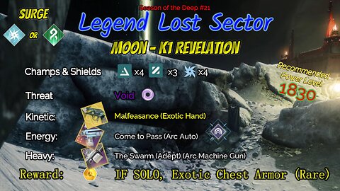 Destiny 2 Legend Lost Sector: Moon - K1 Revelation on my Strand Titan 7-17-23