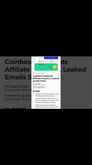 Coinbase Suspends Affiliate Program In the United States #cryptomash #cryptomashnews #cryptonews
