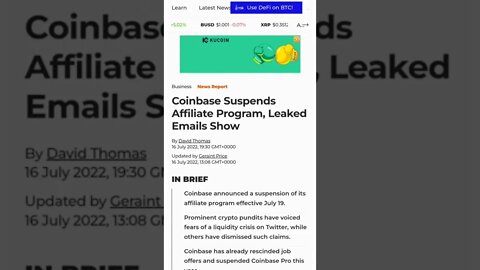 Coinbase Suspends Affiliate Program In the United States #cryptomash #cryptomashnews #cryptonews