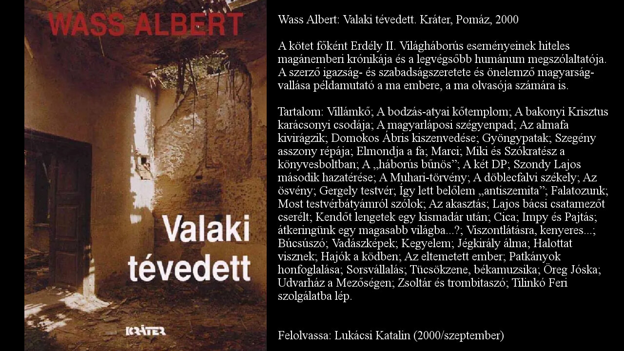 Wass Albert: Valaki ​tévedett. Kráter, Pomáz, 2000