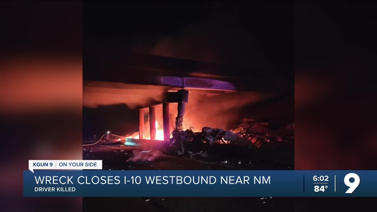 Wreck kills trucker, closes long stretch of westbound I-10