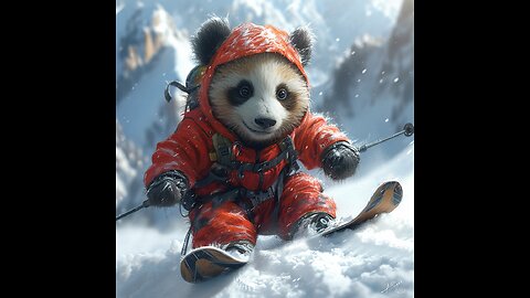 Panda skiing