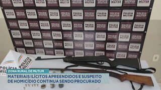 Zona Rural de Mutum: materiais ilícitos apreendidos e suspeito de homicídio continua sendo procura