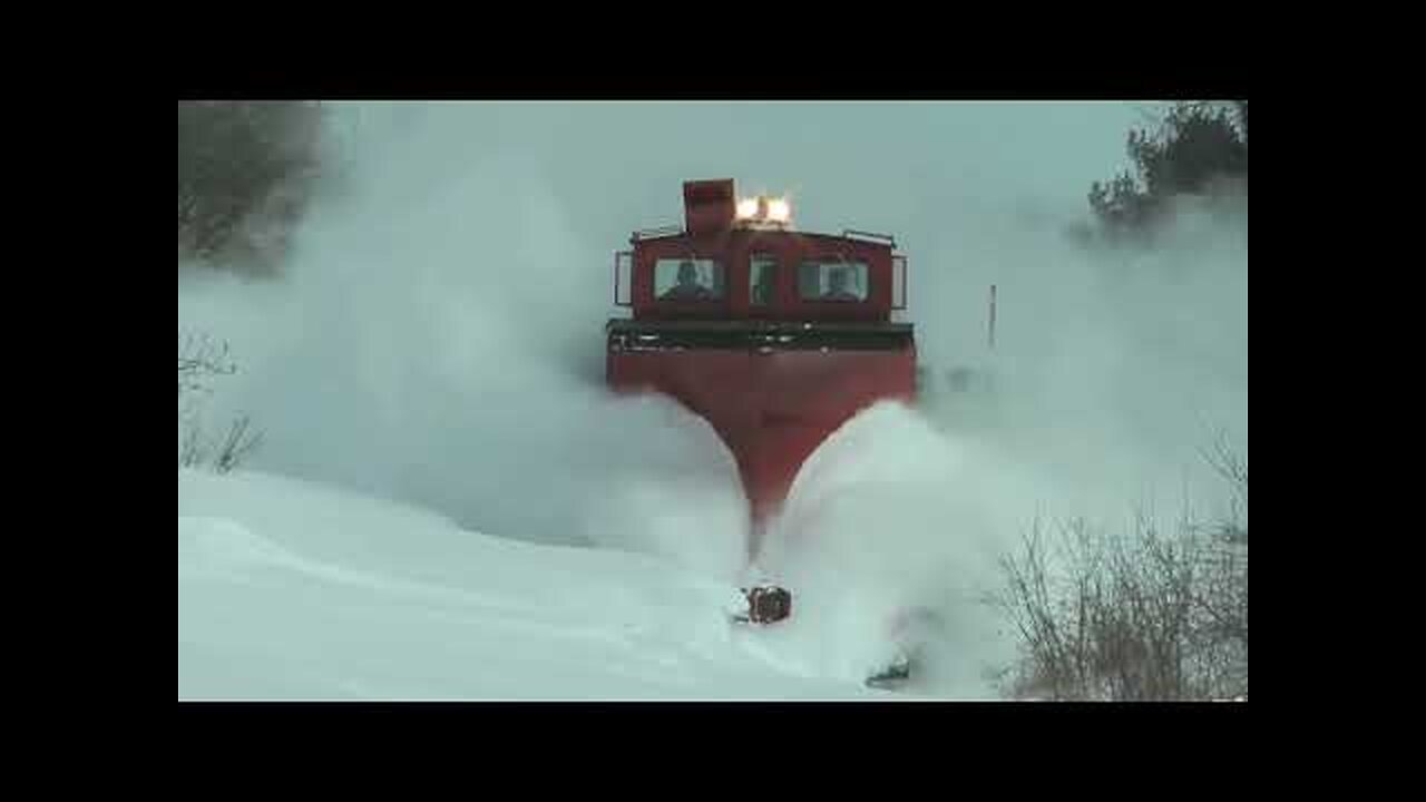 Trains Plowing Through Deep Snow Huge snow drifts vs trains