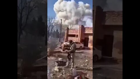 Chechen Fighters Enjoy Their Tea As Bombs Explodes Near By