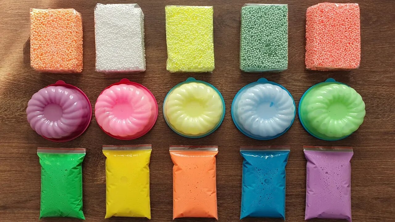 Making Slime with Glue Bags, Foam Bricks and Fluffy Slimes