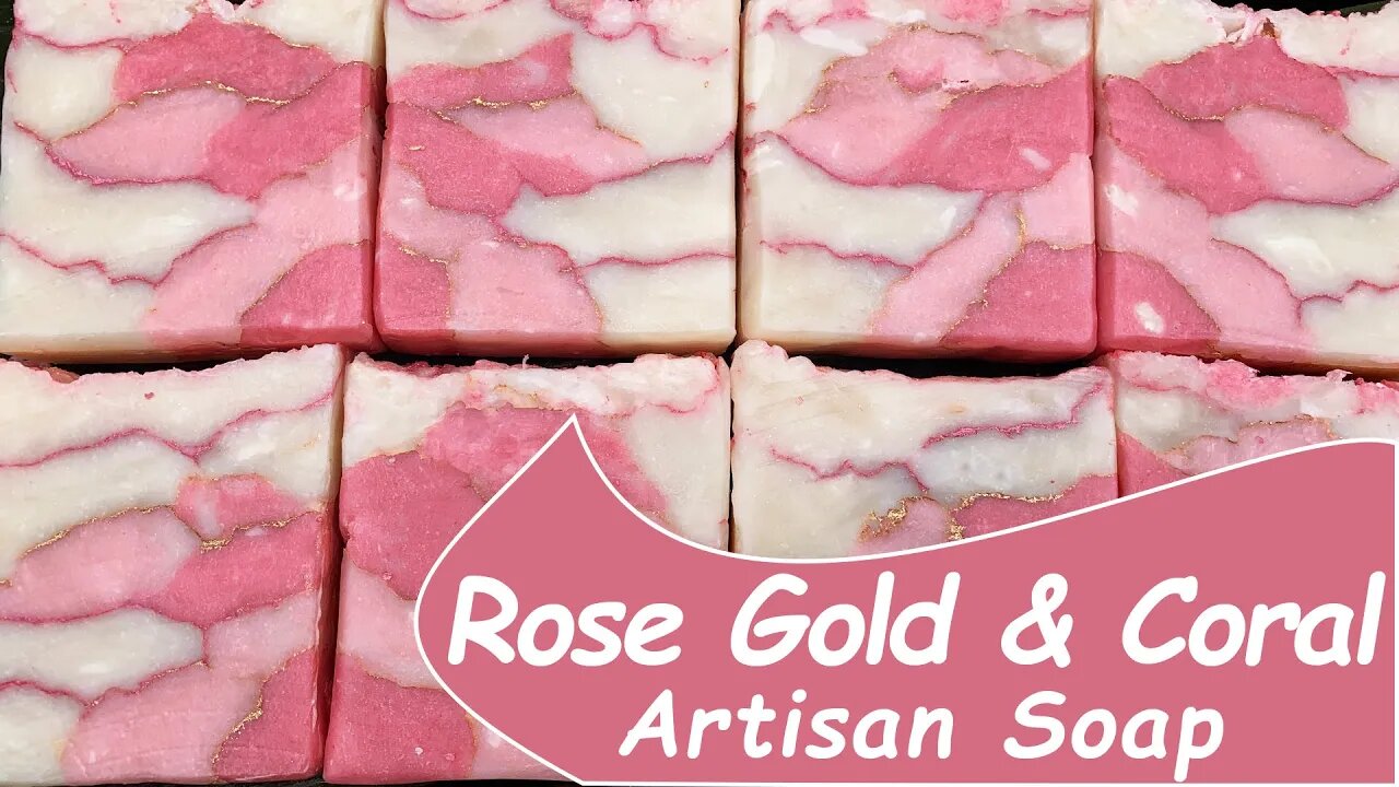 Rose Gold & Coral Jeweled Goat's Milk HP Soap ~ How to Make Soap