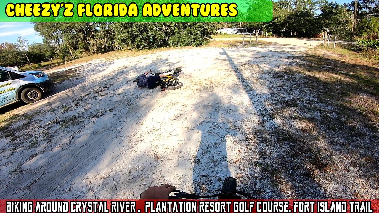 Crystal River Plantation Golf Course loop, Fort Island Trail park, Momma crashed bike AGAIN