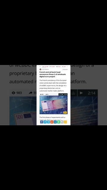 French Central Bank Head Announces Phase 2 of Wholesale Digital Euro Project #cryptomash