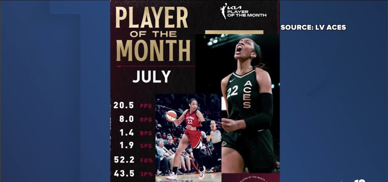 Aces' center A'ja Wilson awarded Western Conference Player of the Month for August