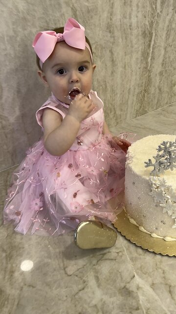 Baby Tries Cake For First Time Loves It!