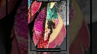 MIDAS COLORS, 2 inch, leather feather earrings