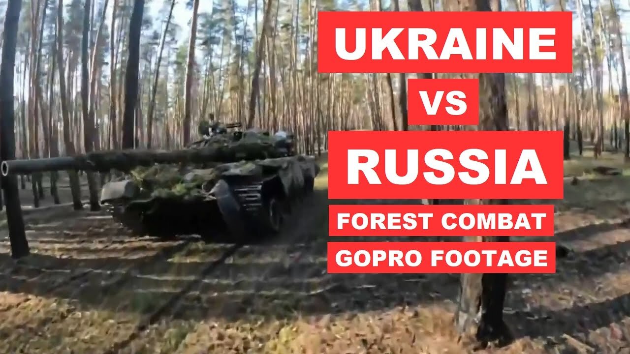 Ukrainian Infantry supported by a T-80 engage Russians Positions, Ukraine Russia war video footage