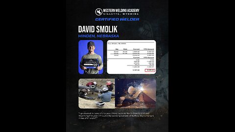 WWA Graduate: David Smolik- Student Testimonial #westernweldingacademy #bluecollartour #weldingacad