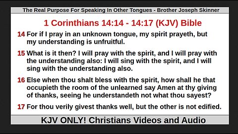 The Real Purpose For Speaking In Other Tongues - Brother Joseph Skinner
