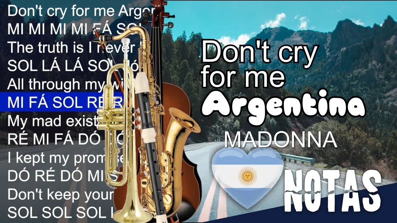 Don't cry for me Argentina - Madonna - Cifra melódica (C, Eb e Bb)