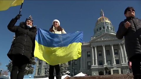More than a hundred gather outside Colorado State Capitol in solidarity with Ukraine