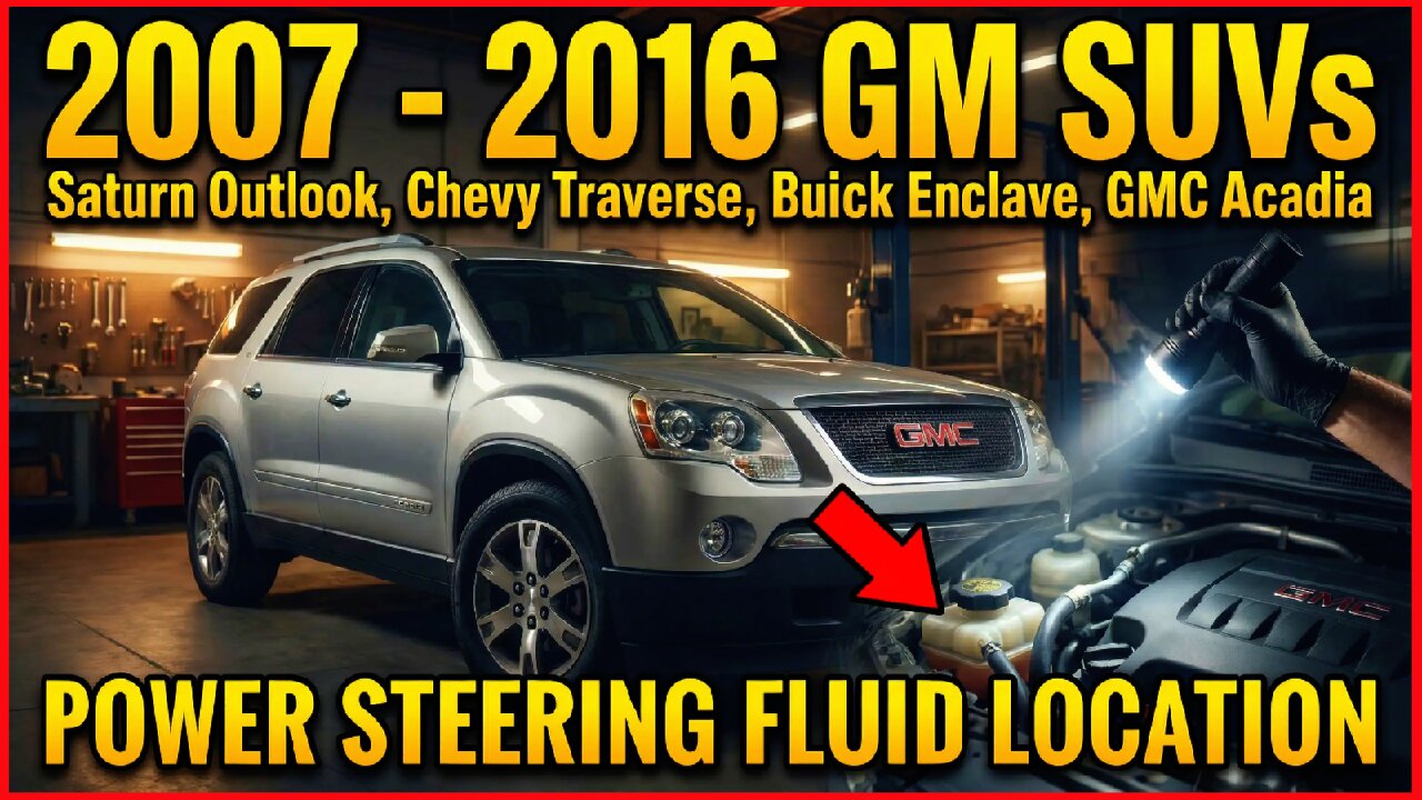 2007-2016 How to add power steering oil on Chevy Traverse, Buick Enclave, GMC Acadia, Saturn Outlook