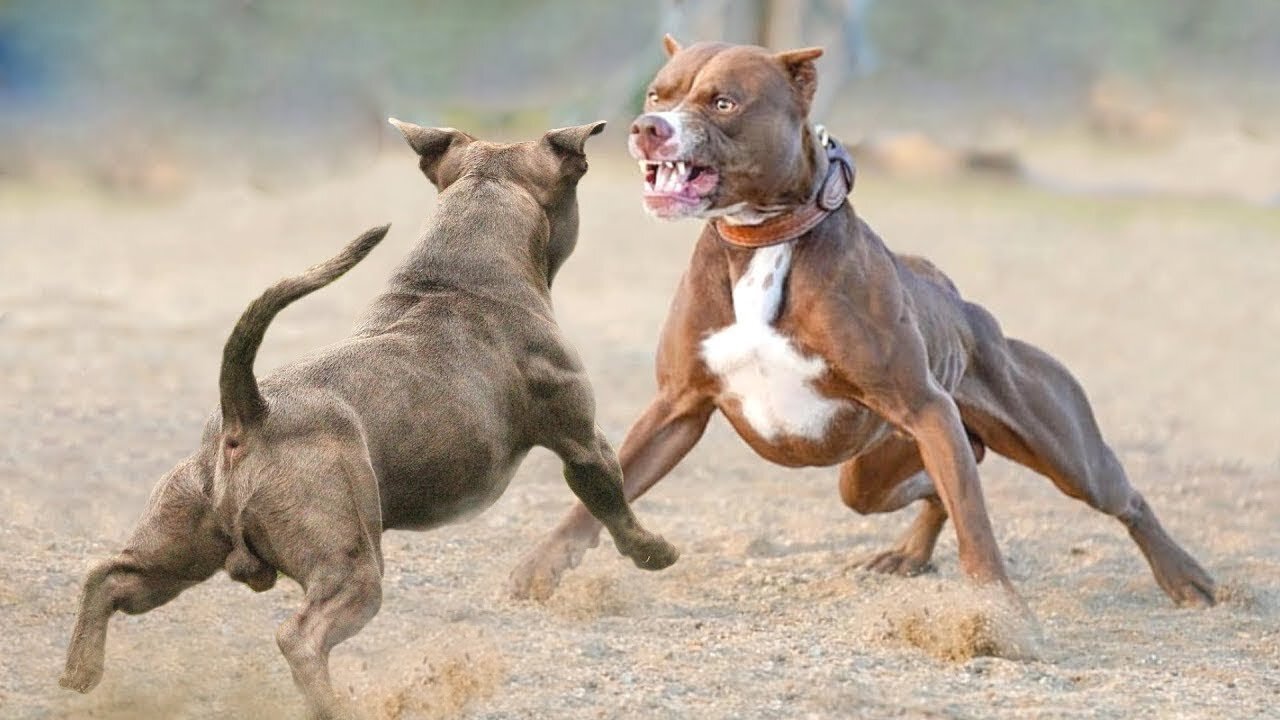 Bulldog vs Pitbull Dangerous Fight #Pitbull #bulldog #dogfight