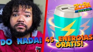 GANHEI 45 ENERGIAS GRÁTIS DO NADA!! ZOOBA: Jogo de Batalha Animal