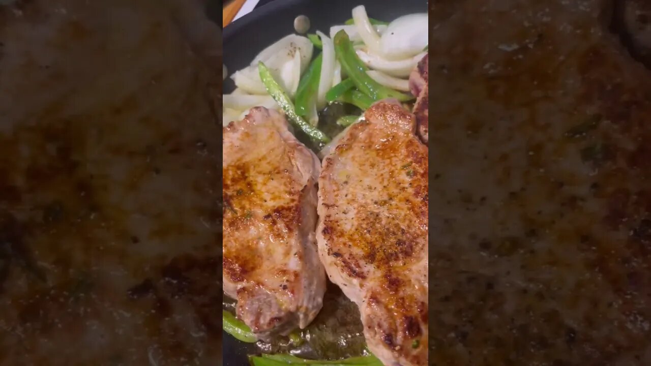 Rosemary & garlic pork loin in a white wine reduction.