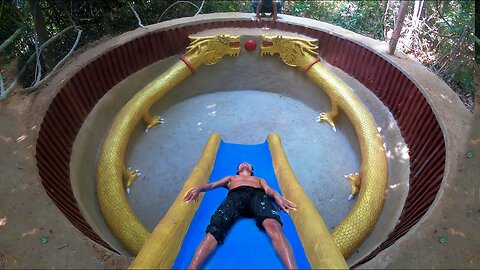 I Build Most Tunnel Waterslide To Dragon Swimming Pool Underground