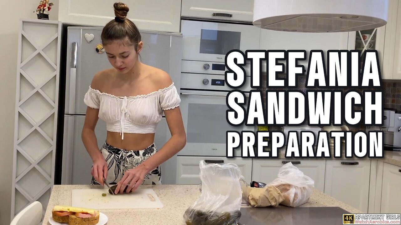 Stefania Sandwich Preparation 4K #breakfastvlog #stefania #ukrainianmodel #teen