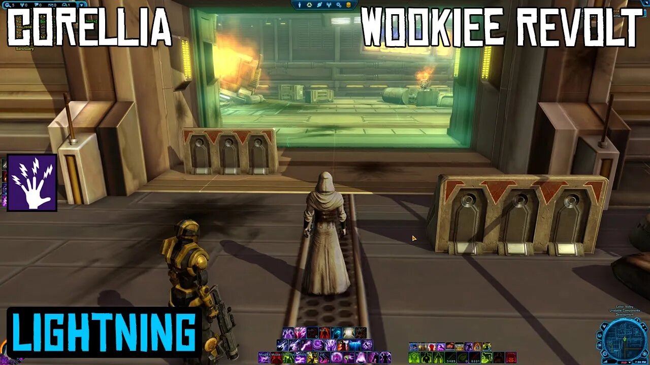 SWTOR Lightning Sorcerer Gameplay | Corellia Heroic Mission - Wookiee Revolt