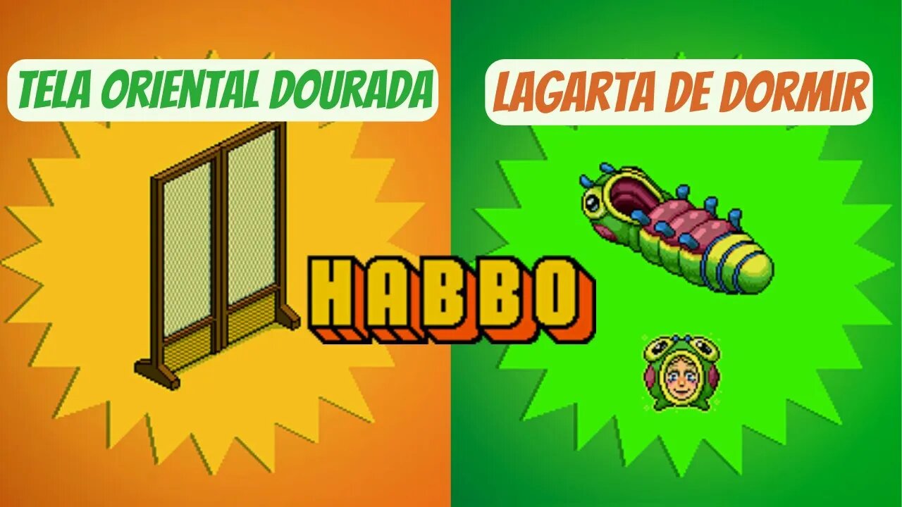 HABBO - HABBO TELA ORIGINAL DOURADA E LAGARTA DE DORMIR ‹ BOOMER ›