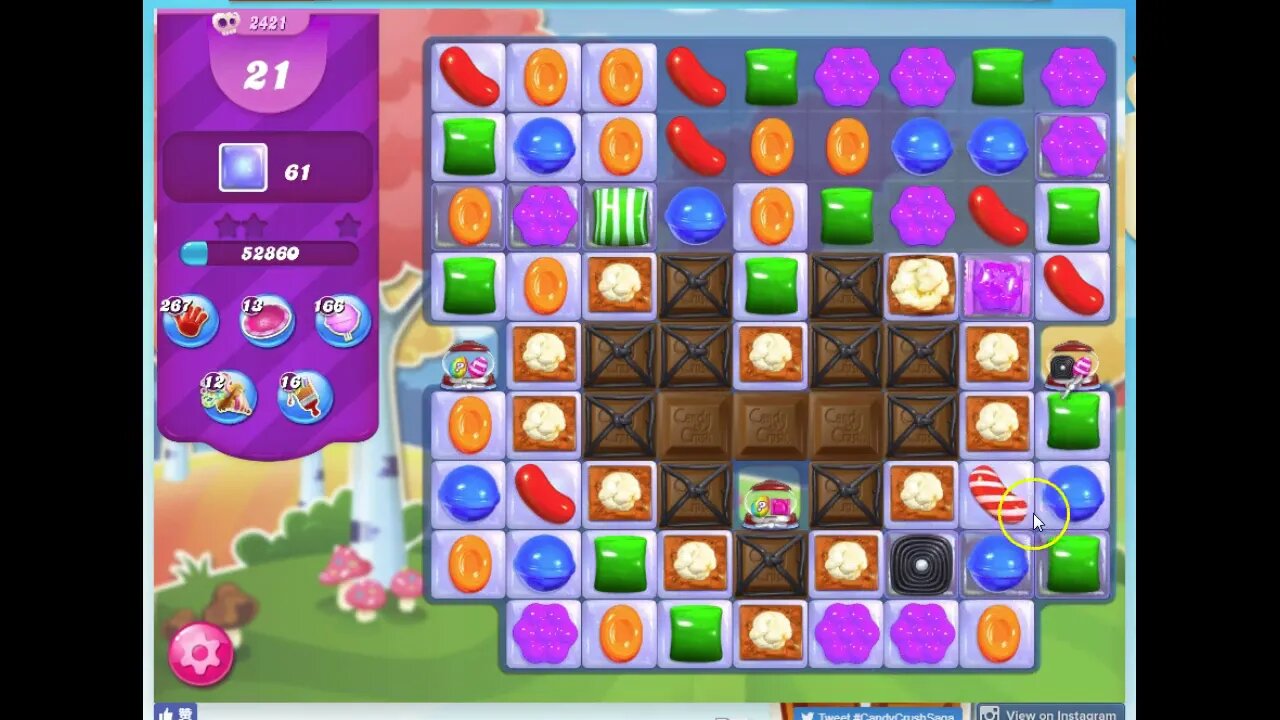 Candy Crush Level 2421 Audio Talkthrough, 2 Stars 0 Boosters