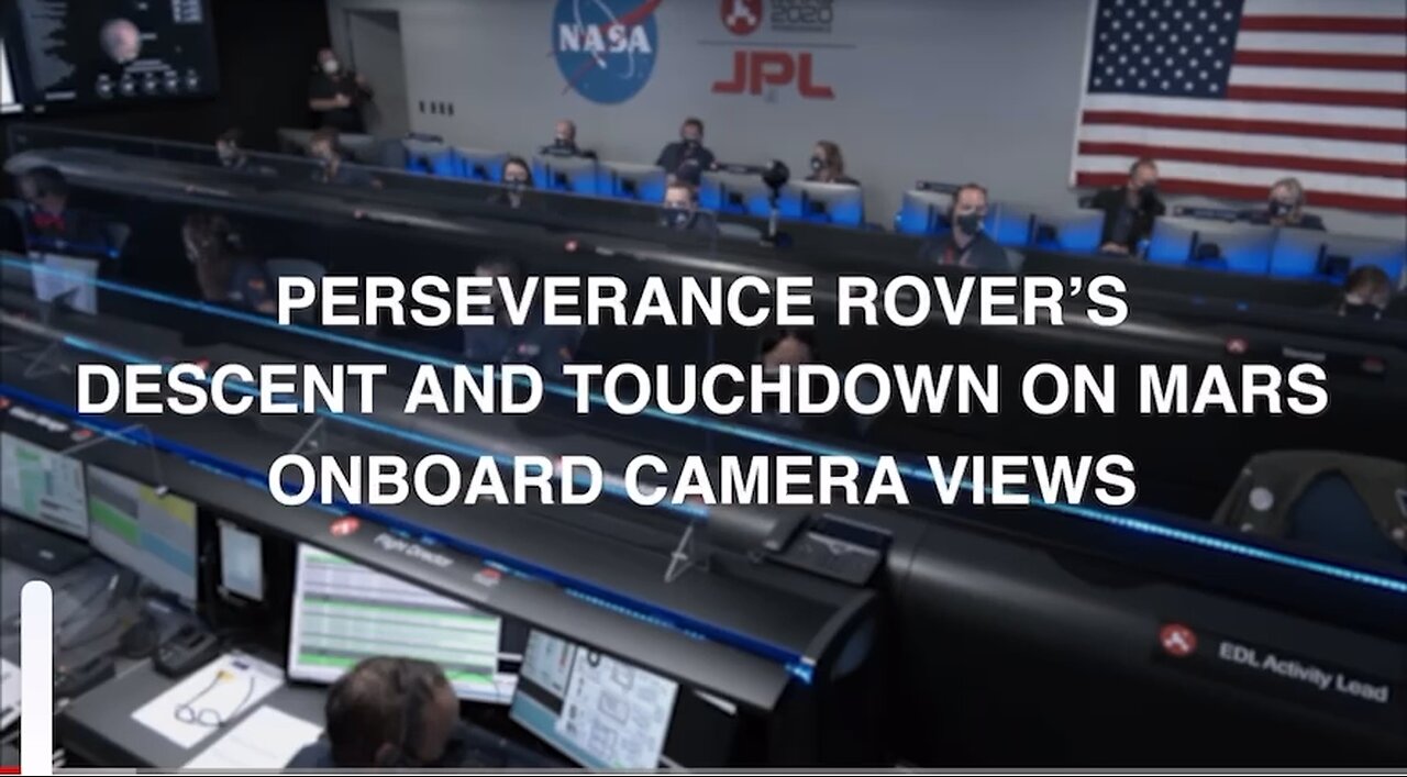 Perseverance rovers desent and touchdowns on mars onboard camera veiws nasa