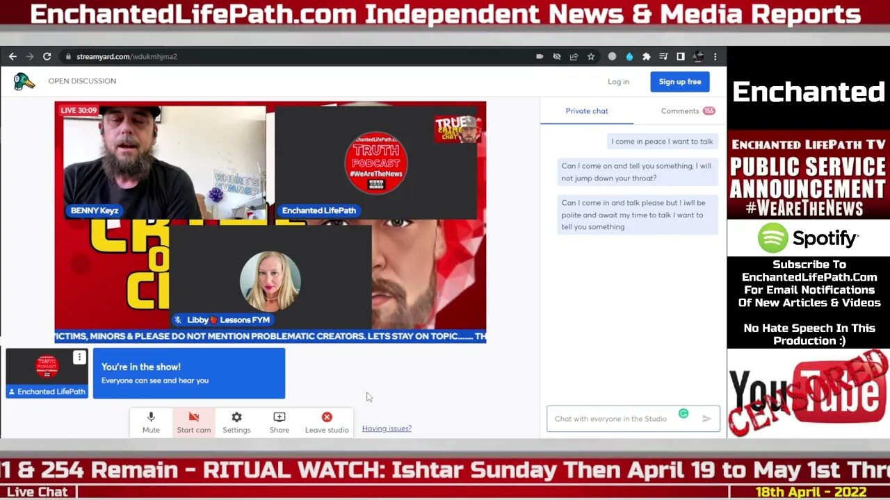 Enchanted LifePath on @HITTMAN BENNYKEYZ Panel Trying To Tell Benny About The Feet Fables Tim Image