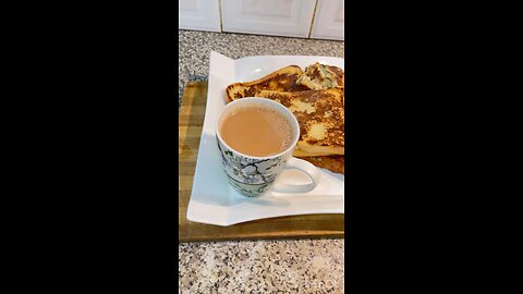 Smesha breakfast special aloo anda toast with desi tea ☕️🤤🤤