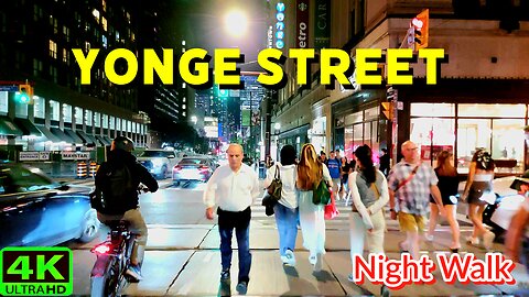 【4K】Longest street at night Toronto Canada 🇨🇦