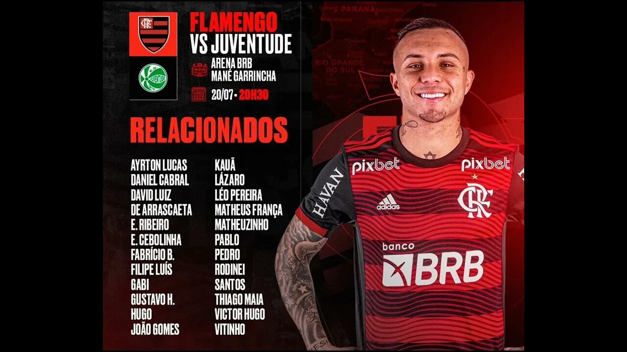Flamengo x Juventude: escalações, desfalques e arbitragem.