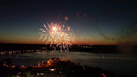 Hamilton Bayfront aerial Canada day fireworks
