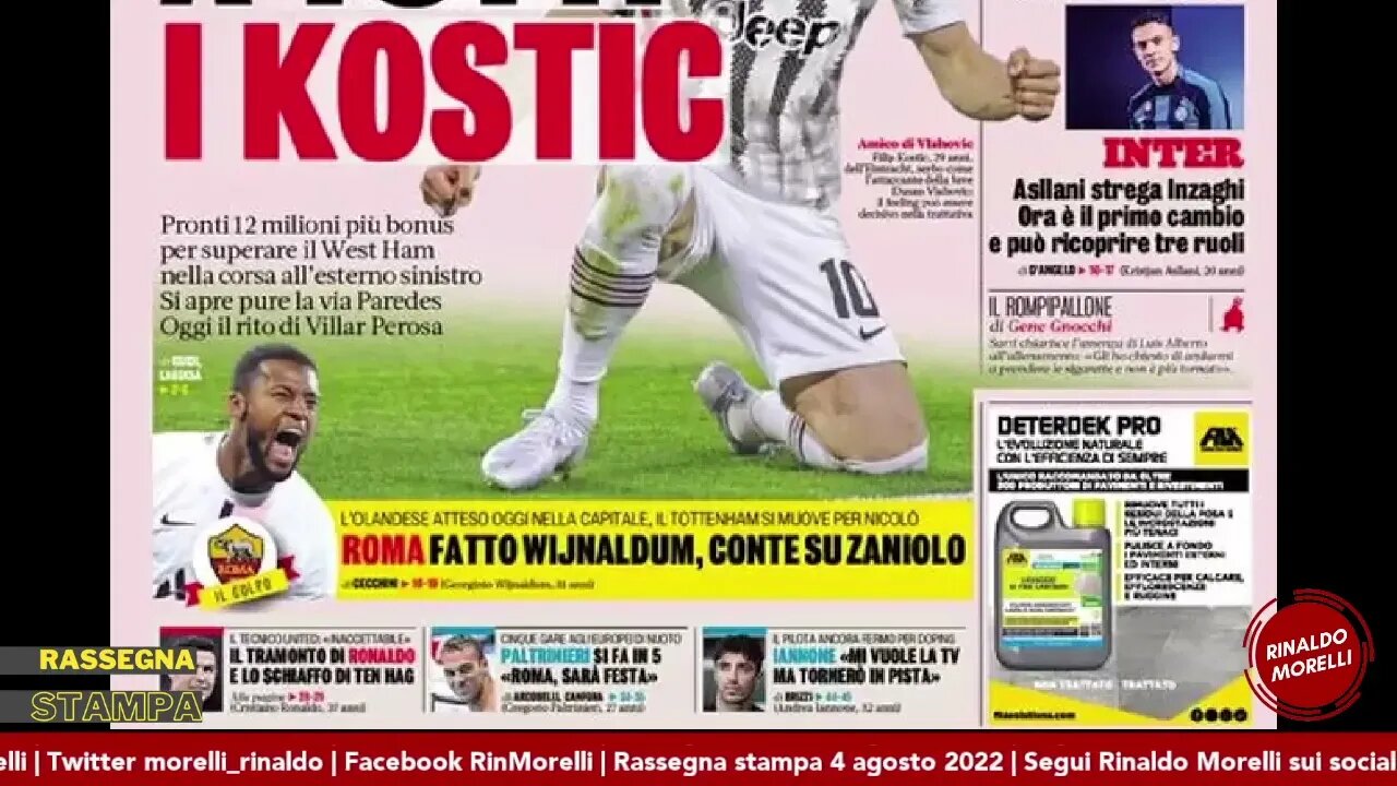 Juve-Kostic, bufera De Laurentiis e il primo allenamento di CDK. Rassegna Stampa ep.110 | 04.08.22