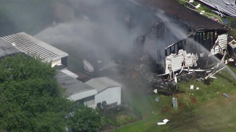 Crews on scene of mobile home fire