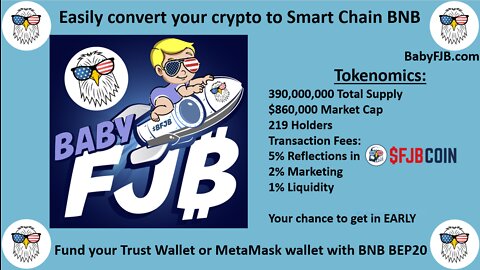 Easily convert your crypto to Smart Chain BNB so you can buy $BFJB