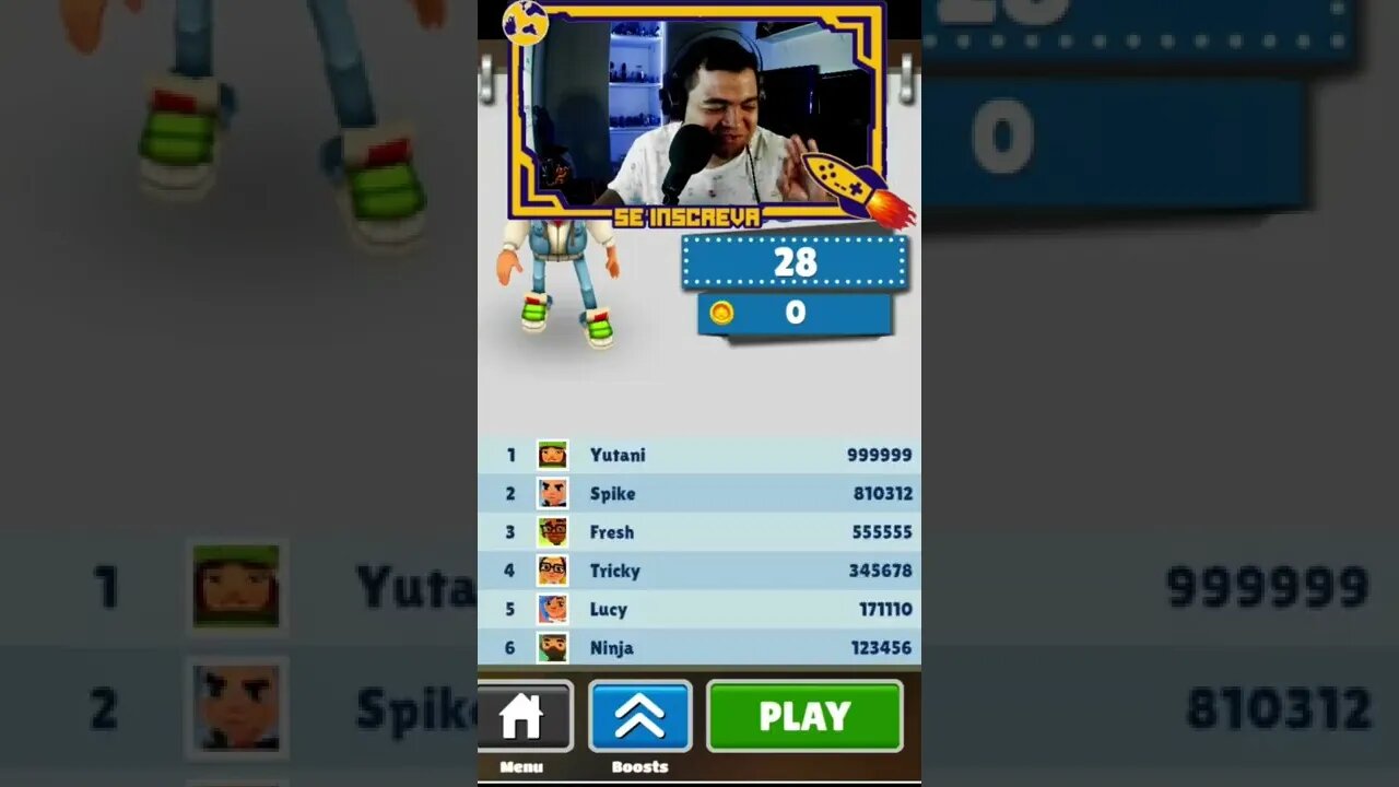 SUBWAYSURFER NO COINS BATENDO MEU RECORD. #cosmiconerd #subwaysurfers #viral #eunaodesisto