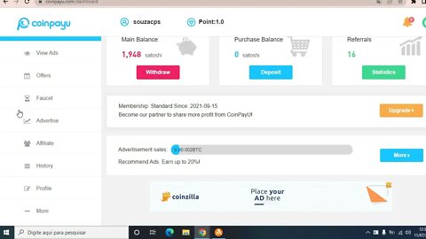 Coinpayu faucet para clicar em anuncios