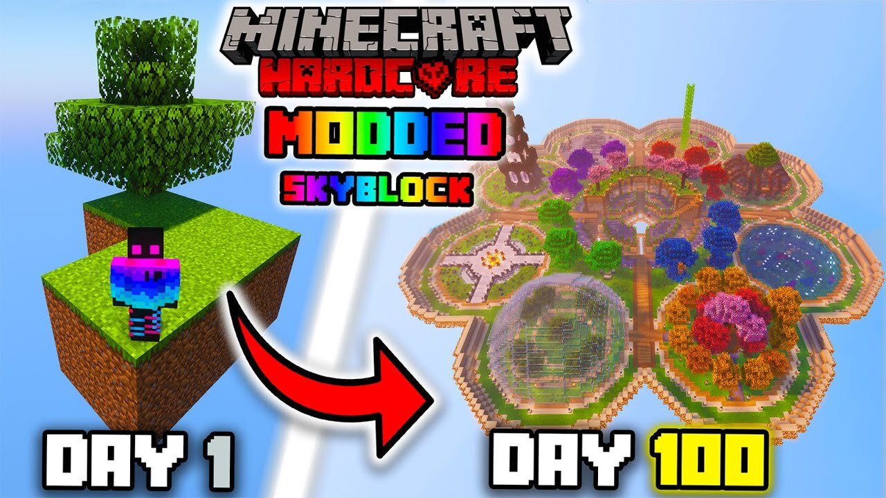 I Survived 100 Days in Modded Skyblock Hardcore!!