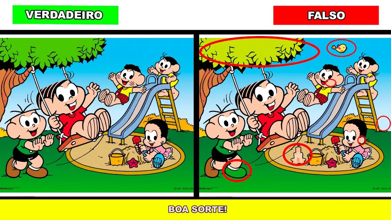 Encontre os 7 Erros na Turma da Mônica | Jogo dos 7 erros da Turma da Mônica | Ache os 7 Erros