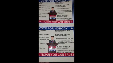 vote for nobody because nobody is a politician you can trust